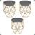 Kit 3 Puff Decorativos Para Sala Hexagonal Aramado Base Bronze/Dourada/Preta Suede Cores - Clique E Decore  DOURADA E CINZA