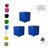 Kit 3 Puffs Cubo Banqueta Quadrado Decorativo Material Sintético Azul Sintético