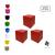 Kit 3 Puffs Cubo Banqueta Quadrado Decorativo Material Sintético Vermelho Sintético