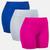 Kit 3 Short Curto Fitness Feminino Suplex Treino Academia Rosa, Cinza, Azul