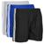 Kit 3 Shorts Futebol Masculino Plus Size Cós Elástico Faixa Preto, Cinza, Azul royal