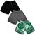Kit 3 Shorts Masculino Verão Esportivo Estampado e liso Preto