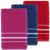 Kit 3 toalhas de banho teka escala 100% algodão 65x130cm sortidas Pink-Azul-Vermelho