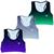 Kit 3 Top Feminino Academia Cropped Treino Ginástica Musculação Corrida Caminhada Fitness Roxo azul, Preto roxo, Point green