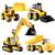 Kit 3 Trator de Construção e 1 Caminhão de Areia Basculante Amarelo