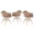 KIT - 3 x cadeiras Charles Eames Eiffel DAW com braços - Base de madeira clara - Marrom café