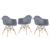 KIT - 3 x cadeiras Charles Eames Eiffel DAW com braços - Base de madeira clara - Cinza-escuro