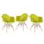 KIT - 3 x cadeiras Charles Eames Eiffel DAW com braços - Base de madeira clara - Verde abacate
