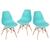 KIT - 3 x cadeiras Charles Eames Eiffel DSW - Base de madeira clara Verde Tiffany