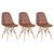 KIT - 3 x cadeiras estofadas Eames Eiffel Botonê - Base de madeira clara Marrom