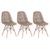 KIT - 3 x cadeiras estofadas Eames Eiffel Botonê - Base de madeira clara Nude