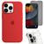 Kit 3em1 Compatível Com iPhone 14 Pro - Capa Case + Película 3D Anti-Espião + Película De Câmera Vermelho