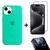 Kit 3em1 Linha Premium Para iPhone 15 - Capa Case + Película 3D Tela + Película De Proteção Câmera Verde-menta