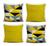 Kit 4 Almofada Cheia Sofá Decorativa Casa C/ Refil Coloridas Estampadas Amarelo Geométrico