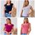 kit 4 Blusa feminina básica t-shirt detalhe na manga Preto, Branco, Vinho, Rose
