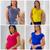 kit 4 Blusa feminina básica t-shirt detalhe na manga Cinza, Amarelo, Pink, Royal