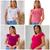 kit 4 Blusa feminina básica t-shirt detalhe na manga Branco, Rose, Vinho, Pink
