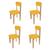 Kit 4 Cadeiras Colorê Infantil Assento e Encosto Amarelo Base em Madeira Maciça Pinus AMARELO