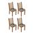 Kit 4 Cadeiras de Jantar 4291 Madesa Rustic/Crema/Hibiscos Rustic/Crema/Hibiscos