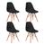 Kit 4 Cadeiras De Jantar Eames Para Escrivaninha Escritório Plástico Pés De Madeira Decoração Mesa - Cores Preto
