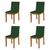 Kit 4 Cadeiras de Jantar Luxo Pérola Estofadas em Veludo Verde Base Madeira Maciça Mel  VERDE
