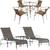 Kit 4 Cadeiras e Mesa Alta, Espreguiçadeiras em Alumínio e Ombrelone para Piscina Trama Original Cappuccino