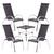 Kit 4 Cadeiras em Alumínio Varanda Piscina Externa e Mesa de Centro Garden em Alumínio Trama Preto