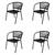 Kit 4 Cadeiras em Corda Náutica Preta e Alumínio Preto Florence para Área Externa  PRETO