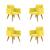 KIT 4 Cadeiras Escritório Poltrona Decorativa  Amarelo