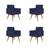 KIT 4 Cadeiras Escritório Poltrona Decorativa  Azul Marinho