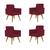 KIT 4 Cadeiras Escritório Poltrona Decorativa  Marsala