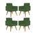 KIT 4 Cadeiras Escritório Poltrona Decorativa  Verde