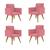 KIT 4 Cadeiras Escritório Poltrona Decorativa  Rosa