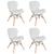 Kit 4 cadeiras estofadas Charles Eames Eiffel Slim Wood confort Branco