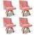 Kit 4 Cadeiras Estofadas Giratória para Sala de Jantar Lia Suede Rosê - Ibiza Rosê