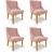 Kit 4 Cadeiras Estofadas para Sala de Jantar Base Fixa de Madeira Castanho Lia Veludo Rosê - Ibiza Rosê