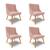 Kit 4 Cadeiras Estofadas para Sala de Jantar Pés Palito Lia Veludo Rosê - Ibiza Rosê