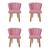 Kit 4 Cadeiras Flor para Quarto Penteadeira - Balaqui Decor Rosa