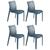 Kit 4 cadeiras Gruvyer acabamento fosco Azul petróleo