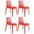 Kit 4 cadeiras Gruvyer acabamento fosco Vermelho