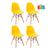 Kit 4 cadeiras infantil Eames Eiffel Junior cadeirinha kids Amarelo