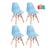 Kit 4 cadeiras infantil Eames Eiffel Junior cadeirinha kids Azul