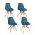 Kit 4 cadeiras infantil Eames Eiffel Junior cadeirinha kids Azul petróleo