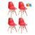 Kit 4 cadeiras infantil Eames Eiffel Junior cadeirinha kids Vermelho
