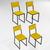Kit 4 Cadeiras Para Cozinha Estofada Industrial Riviera Preta Amarelo