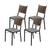 Kit 4 Cadeiras Para Cozinha Preta Ratan Cappuccino Assento Estofado Cinza claro