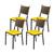 Kit 4 Cadeiras Para Cozinha Preta Ratan Cappuccino Assento Estofado Amarelo