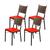Kit 4 Cadeiras Para Cozinha Preta Ratan Cappuccino Assento Estofado Vermelho