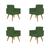 Kit 4 Cadeiras Poltrona Decorativa Recepção Hospital V8 Decor Verde