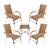 Kit 4 Cadeiras Poltrona Para Área Varanda e Mesa de Centro Vênus em Fibra Sintética Trama Capuccino